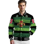 customized iowa state cyclones clover green lines green black varsity jacket best selling