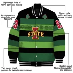customized iowa state cyclones clover green lines green black varsity jacket best selling