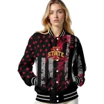 customized iowa state cyclones star stripes red black varsity jacket best selling