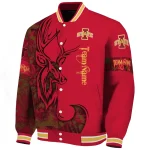 customized iowa state cyclones tribal deer art red varsity jacket best selling