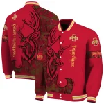 customized iowa state cyclones tribal deer art red varsity jacket best selling