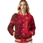 customized iowa state cyclones tribal deer art red varsity jacket best selling