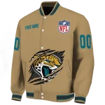 customized jacksonville jaguars claw tear beige varsity jacket best selling