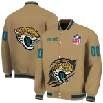 customized jacksonville jaguars claw tear beige varsity jacket best selling