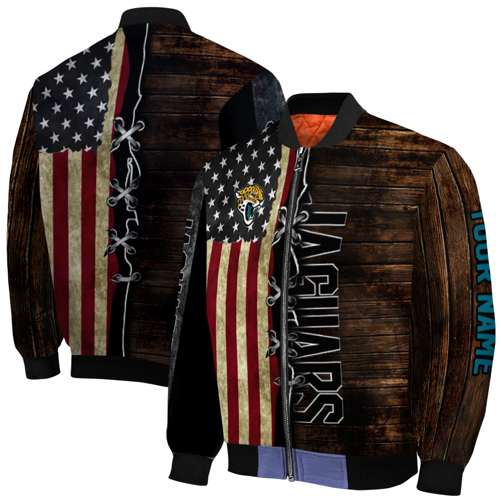 customized jacksonville jaguars flag wood brown bomber jacket best selling customized jacksonville jaguars flag wood brown bomber jacket best selling