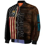 customized jacksonville jaguars flag wood brown bomber jacket best selling