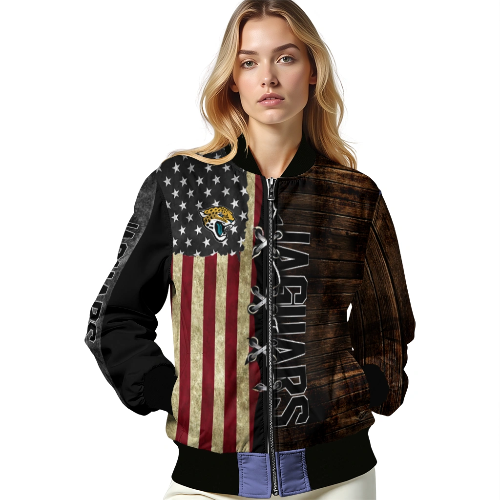 customized jacksonville jaguars flag wood brown bomber jacket latest model customized jacksonville jaguars flag wood brown bomber jacket latest model