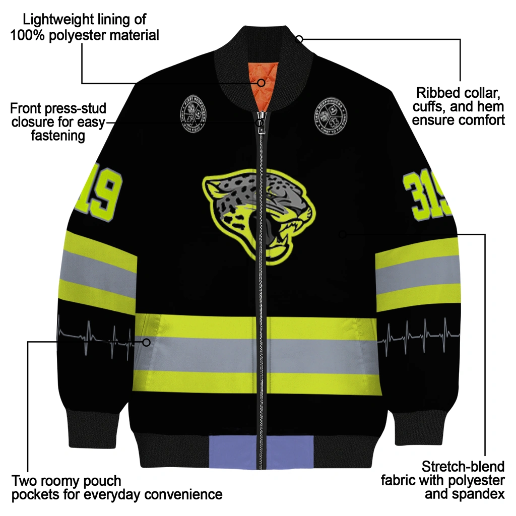 customized jacksonville jaguars heartbeat accent black green bomber jacket new arrival customized jacksonville jaguars heartbeat accent black green bomber jacket new arrival