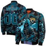 customized jacksonville jaguars skull horde teal bomber jacket best selling