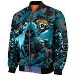 customized jacksonville jaguars skull horde teal bomber jacket best selling