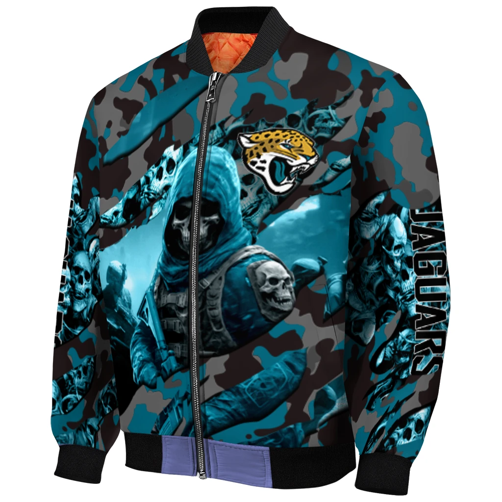 customized jacksonville jaguars skull horde teal bomber jacket fashion forward customized jacksonville jaguars skull horde teal bomber jacket fashion forward