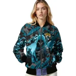 customized jacksonville jaguars skull horde teal bomber jacket best selling