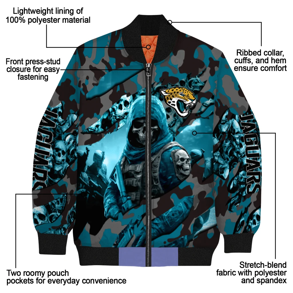 customized jacksonville jaguars skull horde teal bomber jacket new arrival customized jacksonville jaguars skull horde teal bomber jacket new arrival