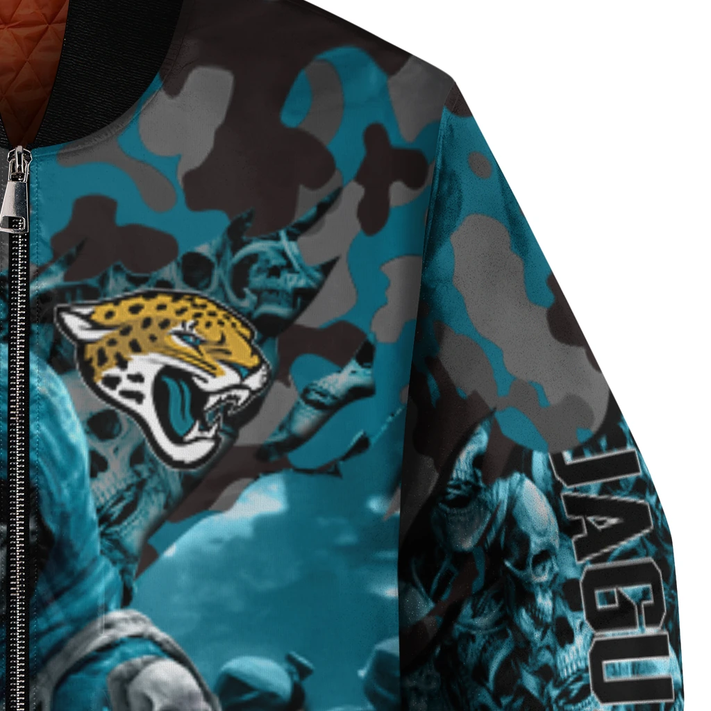 customized jacksonville jaguars skull horde teal bomber jacket premium grade customized jacksonville jaguars skull horde teal bomber jacket premium grade