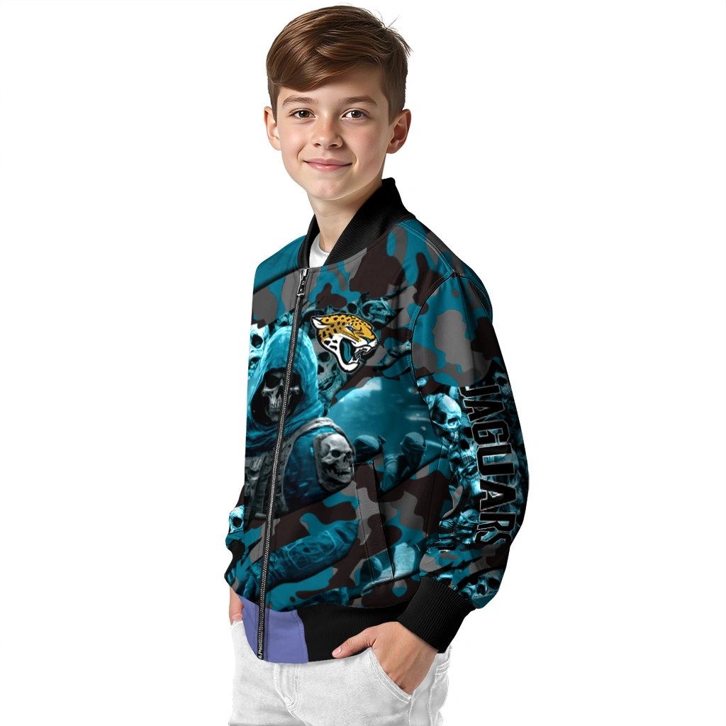 customized jacksonville jaguars skull horde teal bomber jacket trendy customized jacksonville jaguars skull horde teal bomber jacket trendy