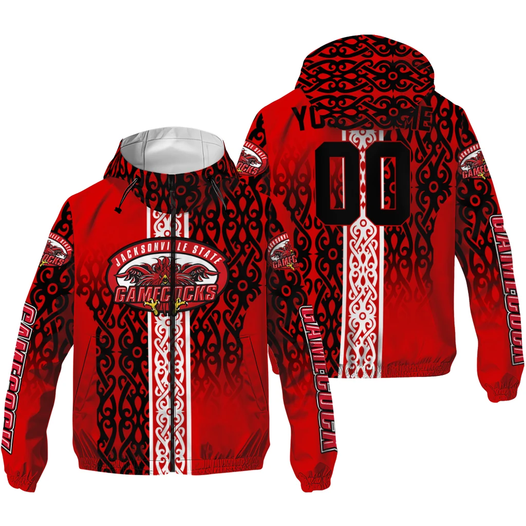 customized jacksonville state gamecocks tribal swirls red windbreaker jacket high quality customized jacksonville state gamecocks tribal swirls red windbreaker jacket high quality