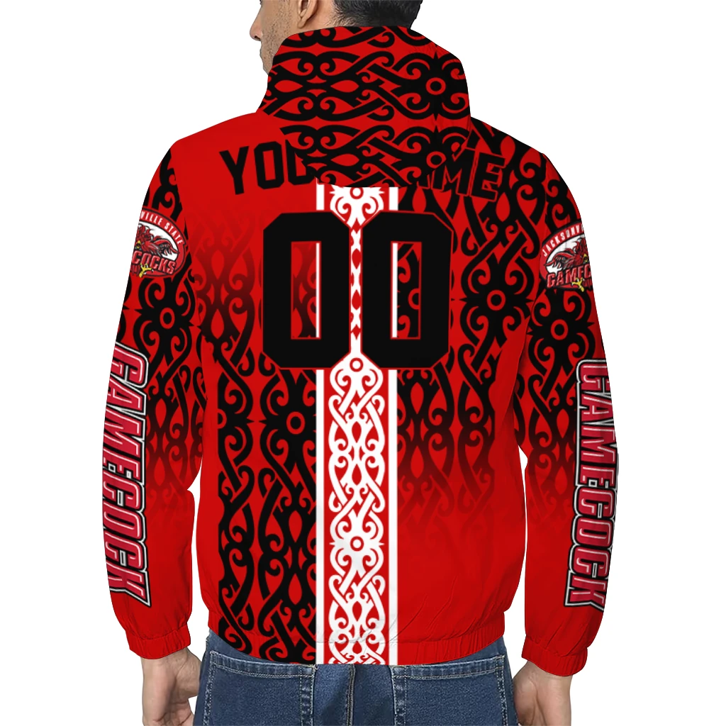 customized jacksonville state gamecocks tribal swirls red windbreaker jacket trendy customized jacksonville state gamecocks tribal swirls red windbreaker jacket trendy