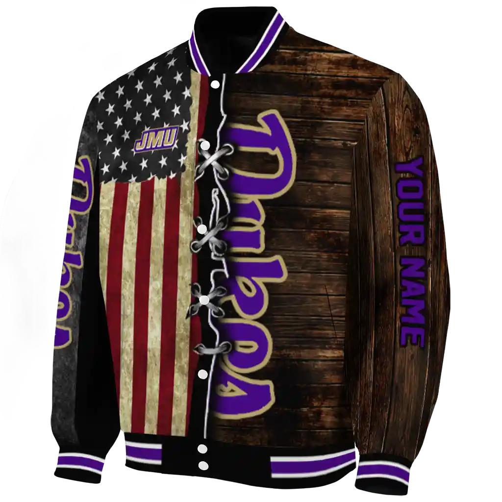 customized james madison dukes flag wood brown varsity jacket best selling customized james madison dukes flag wood brown varsity jacket best selling