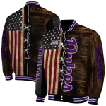 customized james madison dukes flag wood brown varsity jacket best selling