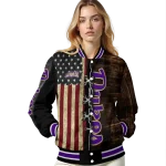 customized james madison dukes flag wood brown varsity jacket best selling