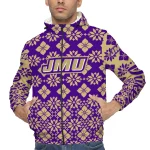 customized james madison dukes geometric blossom purple windbreaker jacket best selling