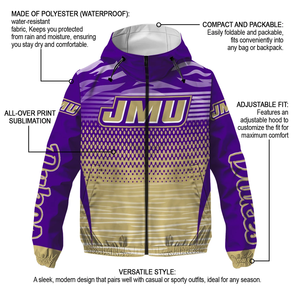 customized james madison dukes pattern layers purple windbreaker jacket new arrival customized james madison dukes pattern layers purple windbreaker jacket new arrival