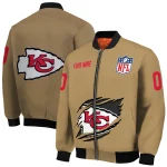 customized kansas city chiefs claw tear beige bomber jacket best selling