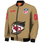 customized kansas city chiefs claw tear beige bomber jacket best selling