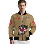 customized kansas city chiefs claw tear beige bomber jacket best selling
