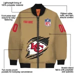 customized kansas city chiefs claw tear beige bomber jacket best selling