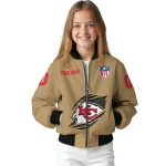 customized kansas city chiefs claw tear beige bomber jacket best selling