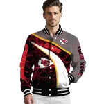 customized kansas city chiefs electric flash red varsity jacket best selling
