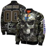 customized kansas jayhawks camouflage skull camouflage bomber jacket best selling