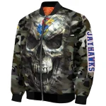customized kansas jayhawks camouflage skull camouflage bomber jacket best selling