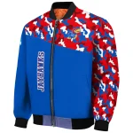 customized kansas jayhawks camouflage splash blue bomber jacket best selling