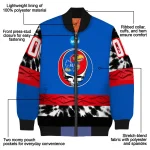 customized kansas jayhawks circle skull blue black bomber jacket best selling