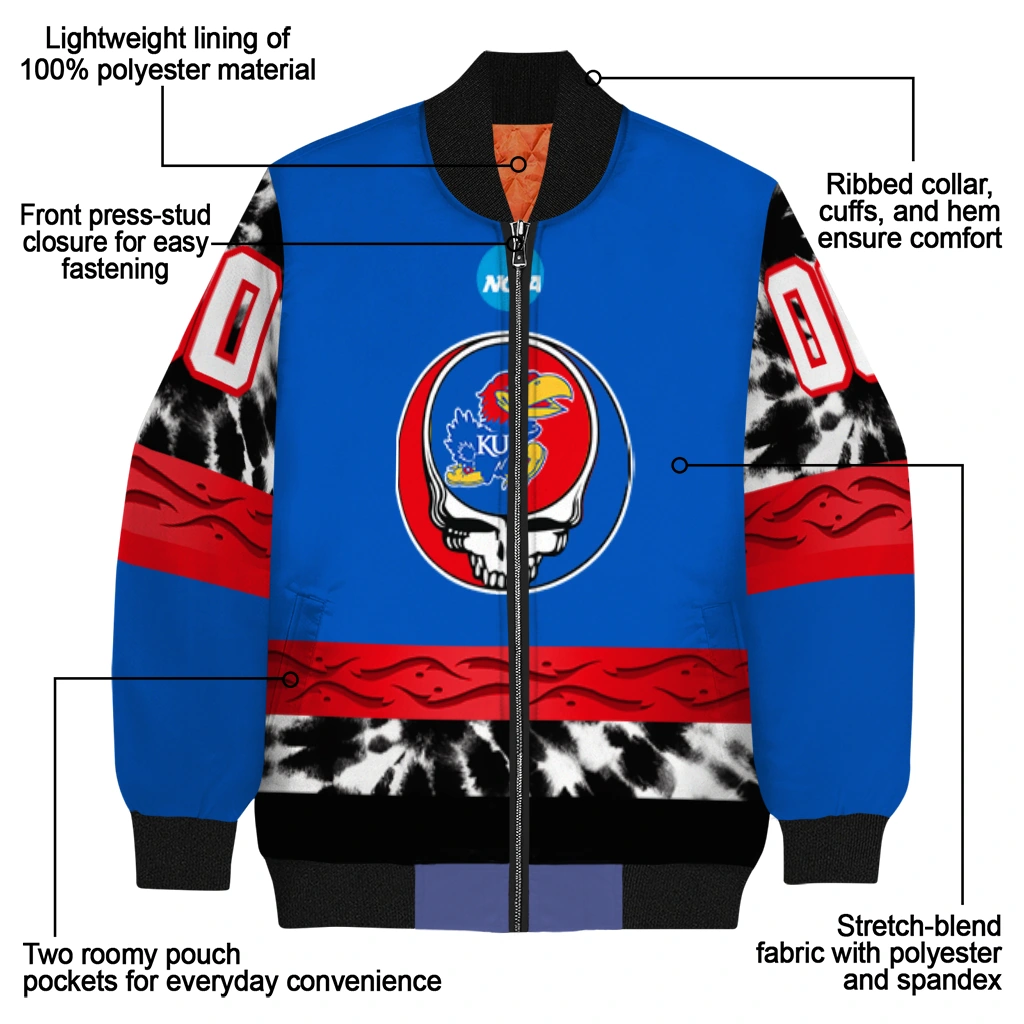 customized kansas jayhawks circle skull blue black bomber jacket new arrival customized kansas jayhawks circle skull blue black bomber jacket new arrival