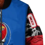 customized kansas jayhawks circle skull blue black bomber jacket best selling