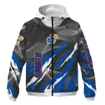 customized kansas jayhawks claw mesh blue gray windbreaker jacket best selling