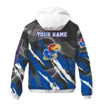 customized kansas jayhawks claw mesh blue gray windbreaker jacket best selling