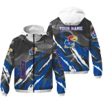 customized kansas jayhawks claw mesh blue gray windbreaker jacket best selling