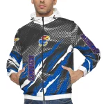 customized kansas jayhawks claw mesh blue gray windbreaker jacket best selling