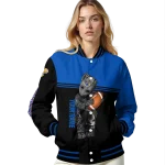 customized kansas jayhawks groot football blue black varsity jacket best selling