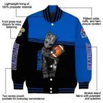 customized kansas jayhawks groot football blue black varsity jacket best selling