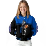 customized kansas jayhawks groot football blue black varsity jacket best selling