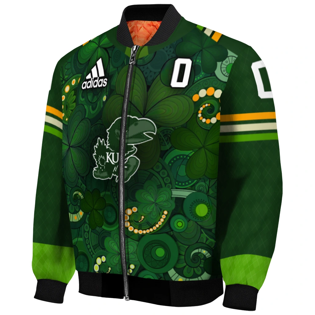 customized kansas jayhawks shamrock vortex green bomber jacket fashion forward customized kansas jayhawks shamrock vortex green bomber jacket fashion forward