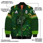 customized kansas jayhawks shamrock vortex green bomber jacket best selling