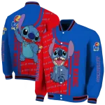 customized kansas jayhawks stitch laughing blue varsity jacket best selling