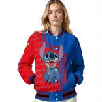customized kansas jayhawks stitch laughing blue varsity jacket best selling