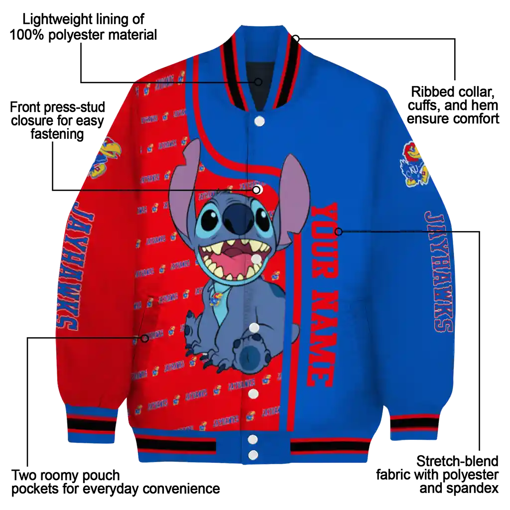customized kansas jayhawks stitch laughing blue varsity jacket new arrival customized kansas jayhawks stitch laughing blue varsity jacket new arrival